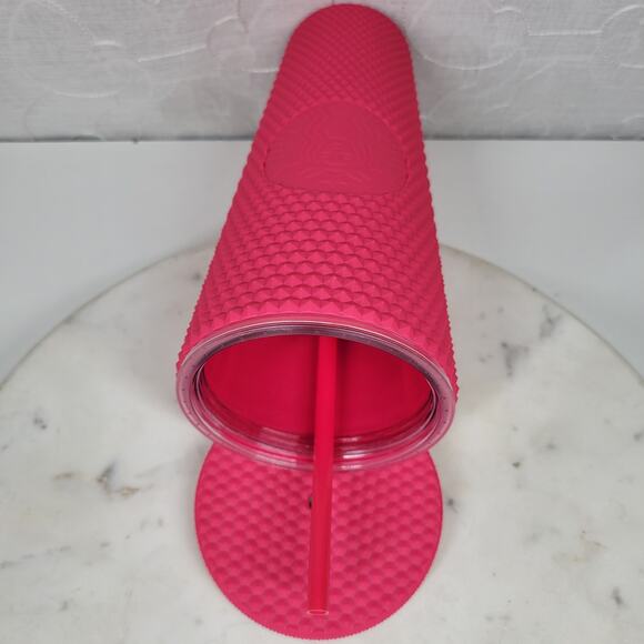 Starbucks Mexico Matte Berry Tumbler Venti 24oz Pink Studded with Straw Bow - Picture 8 of 16